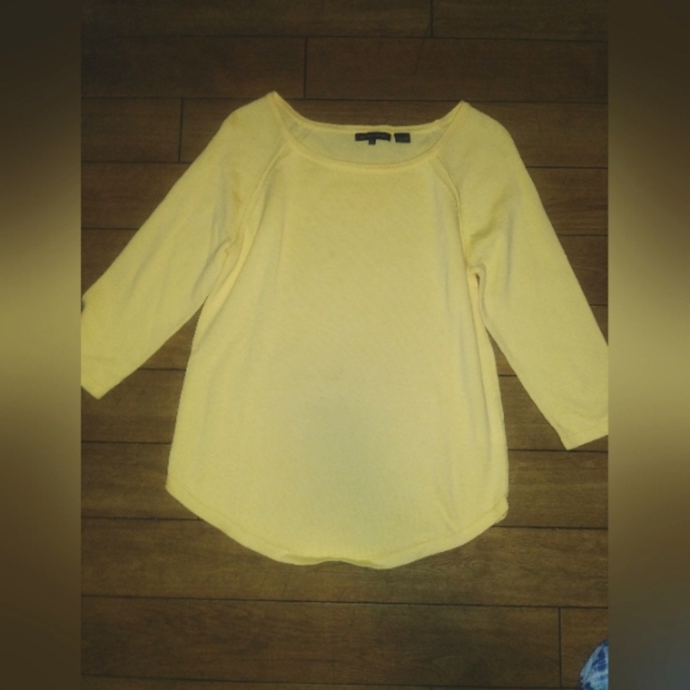 JEAN PIERRE 100% COTTON YELLOW CREW NECK LONG SLEEVE SWEATER SIZE S